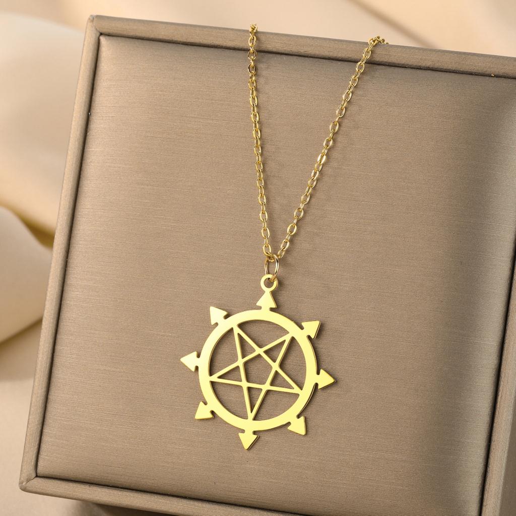 Kinitial Exquisite fashion earrings Algol Chaos plated pentant necklace A birthday gift from Eight pointed star to a loved one
