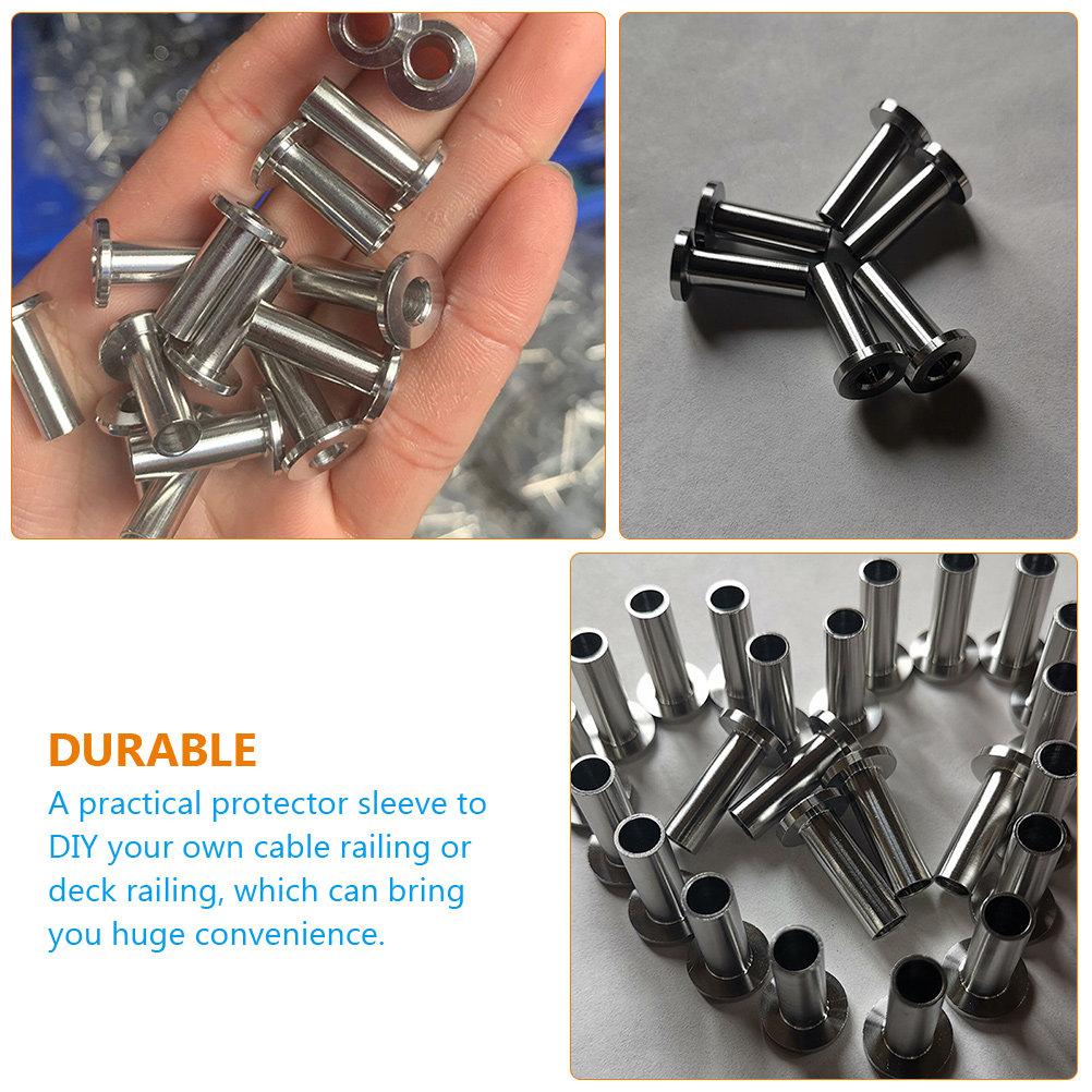 10Pcs Cable Railing Protector Sleeves Stainless Steel Corrosion Resistant for Deck Wire Rope Guard Replacement Parts