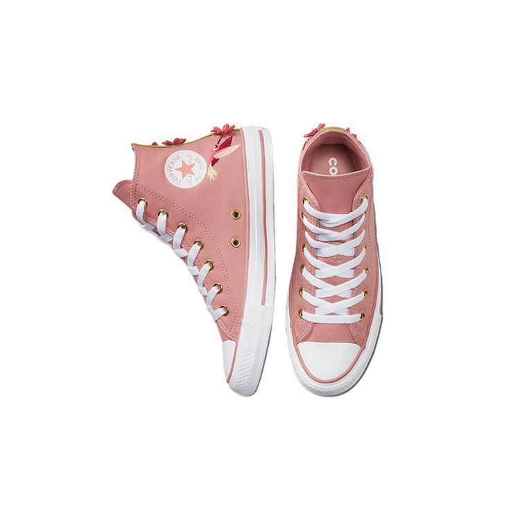 Converse Chuck Taylor All Star Embroidered Hummingbird Pattern High Top Kids Canvas Shoes Kids Sneakers Pink A01714C