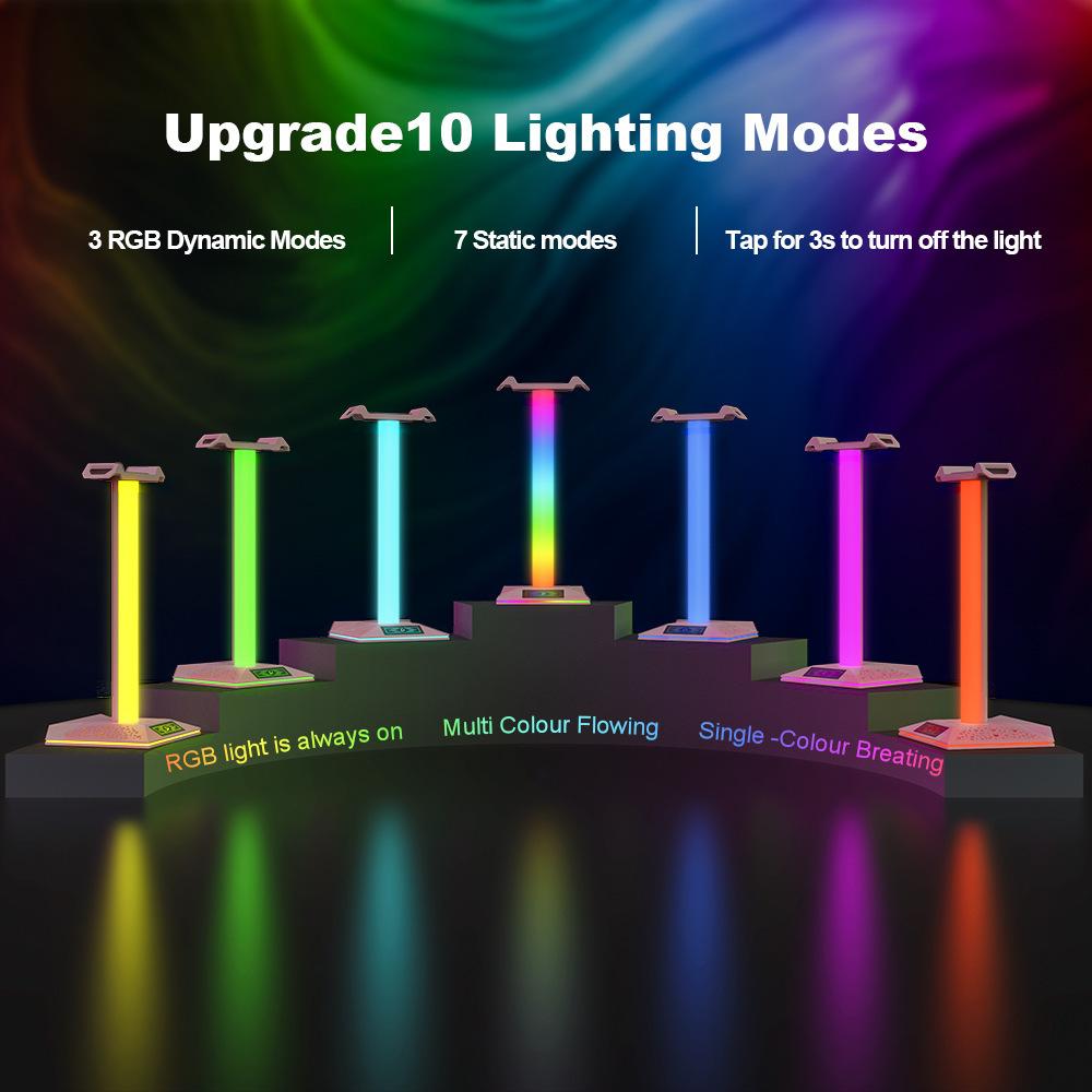 RGB-Kopfhörer-Displayständer Anti-Rutsch-Gaming-Headset-Halter Abnehmbarer Haken Platzsparendes Schreibtisch-Organisationssystem Für PUBG-Gamer
