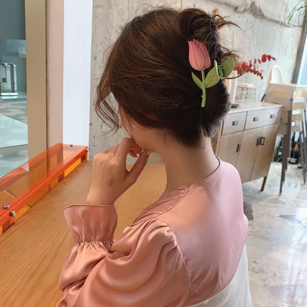 Flower Shaped Hair Claw Clip Wedding Shop Read Hairpin Cooking Non-skid Hairclip Clamp Pocket Headwear for Women