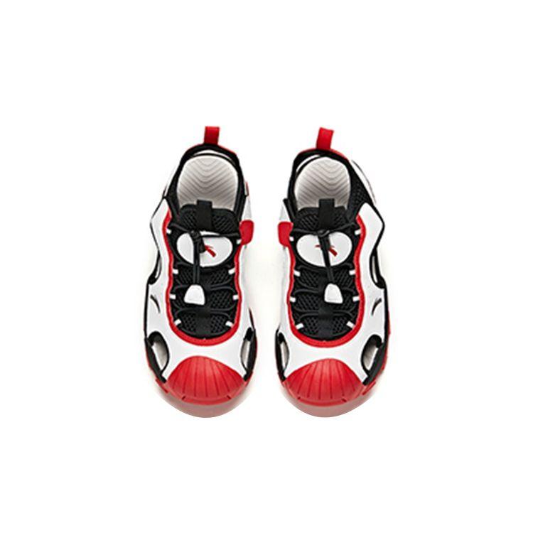 Anta Youth Breathable Mesh Sandals Kids sandals Black White Red A312126610A-2