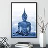 Abstract Buddha Lotus Zen Meditation Yoga Blue Posters and Prints Canvas Painting Wall Art Picture for Living Room Home Decor