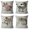 Nordic Style Cartoon Monkey Dog Cat Rabbit Cushion Cover Decor Children Drawing Animal  Pillow Case for Sofa Home Car Pillowcase