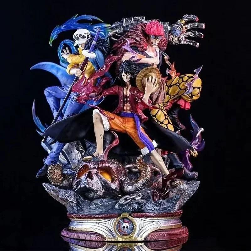 One Piece Anime Battle of Onigashima Action Figures - Supernova Three Captains Luffy Kid Law Collectible Models Gift Toy