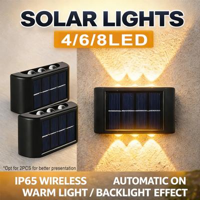 Solar LED Wall Light Outdoor Waterproof Dusk To Dawn Fence Light for Garden Yard Porch Walkway Camping Decor