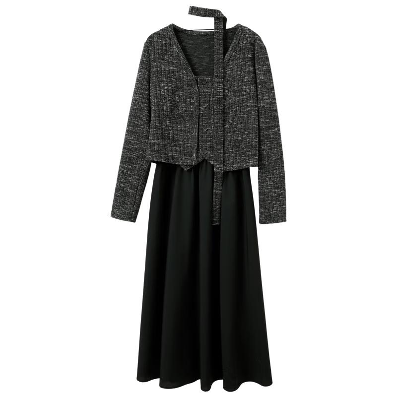 Sancai 2026 Spring Women s A-line Dress & Cardigan Set S