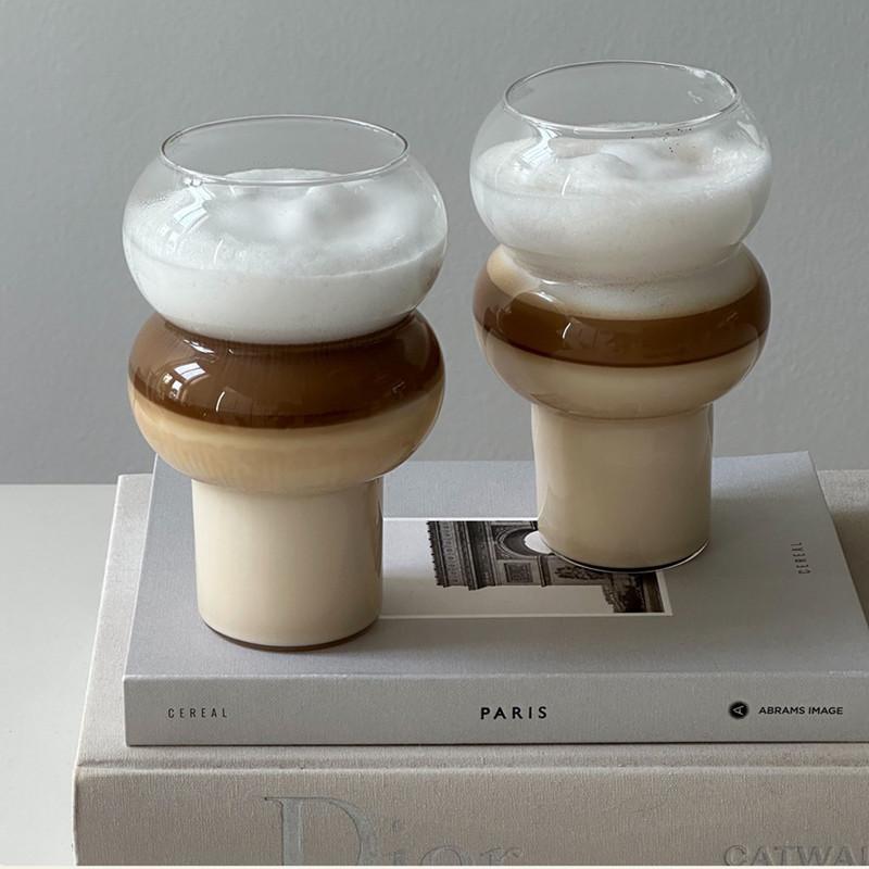 Transparent Glass Cup Coffee Mug Latte Whiskey Wine Dessert Glass Cup Home Drinkware Gourd Shape Cocktail Glass