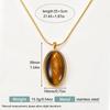 18K Gold Plated Geometric Tiger Eye Stone Necklace - Retro Personality, Colorfast Stainless Steel Sweater Chain