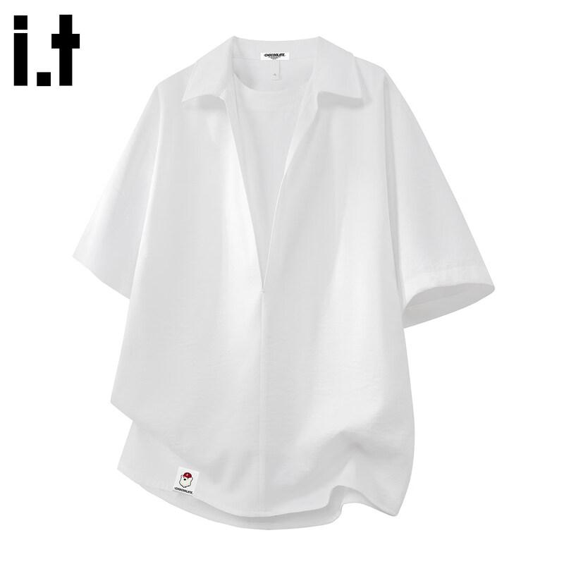 CHOCOOLATE Men's Faux Layer Lapel Cooling T-Shirt