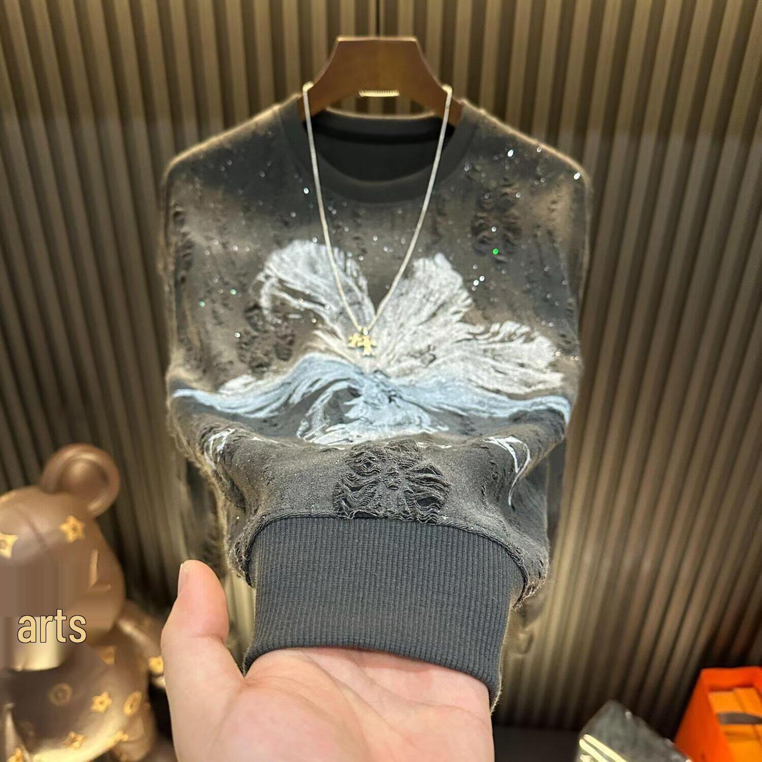 Men s Mandala Sparkle Velvet Hoodie - Autumn/Winter Trend, Light Luxury XL