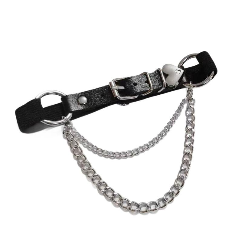 1PC Metal Tassel Fashion Punk Leg Loops Adjustable Love Heart Chain Gothic Leg Ring Sexy Pu Leather Irregular Suspender Leg Chain