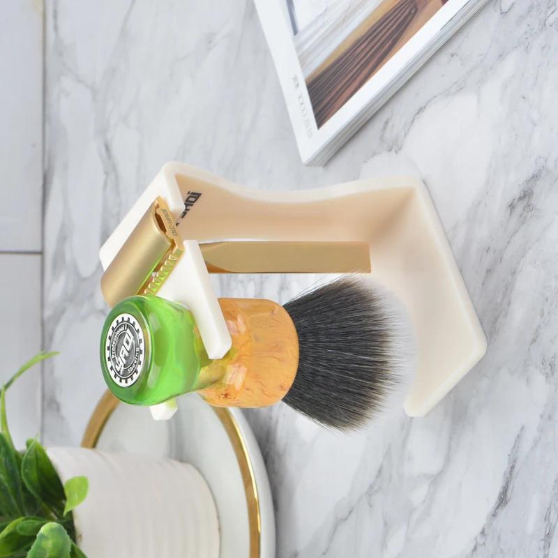 Yaqi Noble Creamy  Black White Color Shaving Brush And Razor Holder
