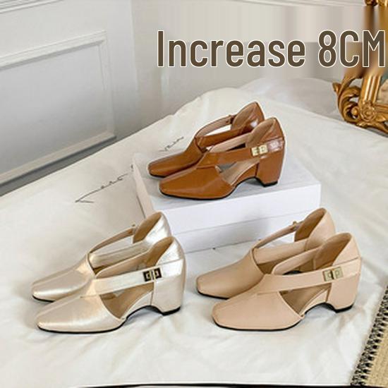 Women's Versatile Ballet-Style Summer Shoes with Lace-up, Inner Height Increase, and Soft Breathable Sole