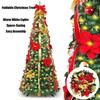 Warm White Lights Folding Christmas Tree Pre-Decorated Collapsible Holiday Tree  Festive Decor
