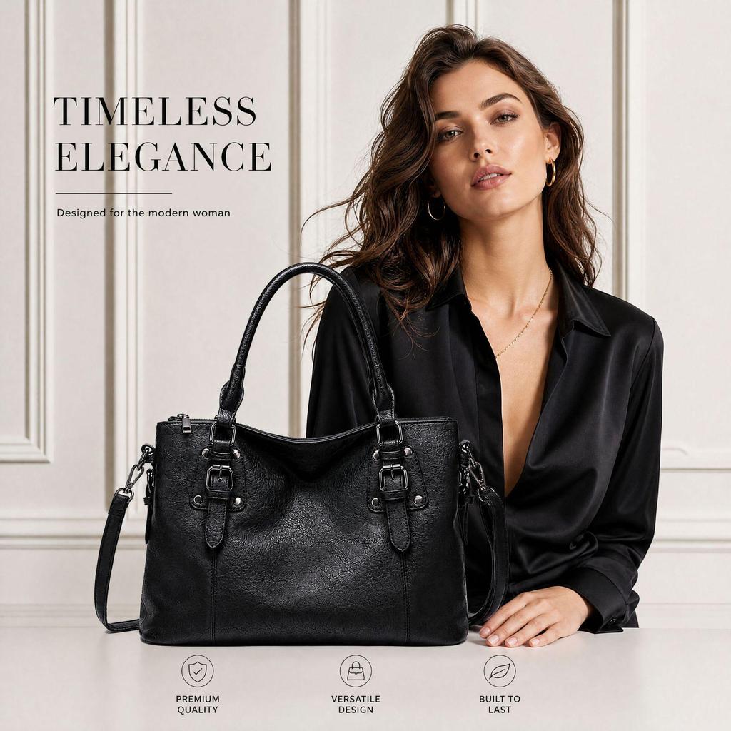 Elegant Retro European American Women's Large Capacity Shoulder and Crossbody Tote Bag