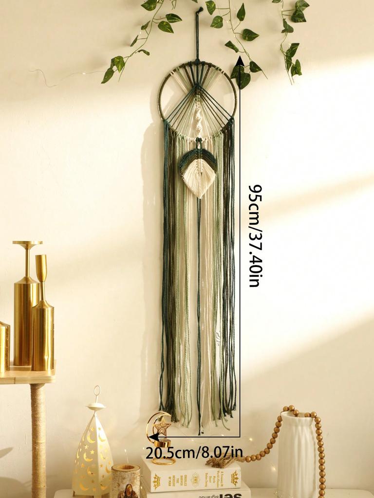 Makramee-Traumfänger, Makramee, rundes Blatt, Wandbehang, Boho-Dekoration, Wandteppich, ästhetisches Raumdekor, Weihnachtsgeschenke