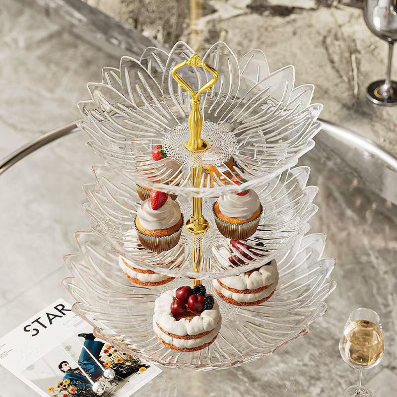 Luxury Minimalist Three-Tier Fruit and Snack Display Plate for Hotel and Home Décor
