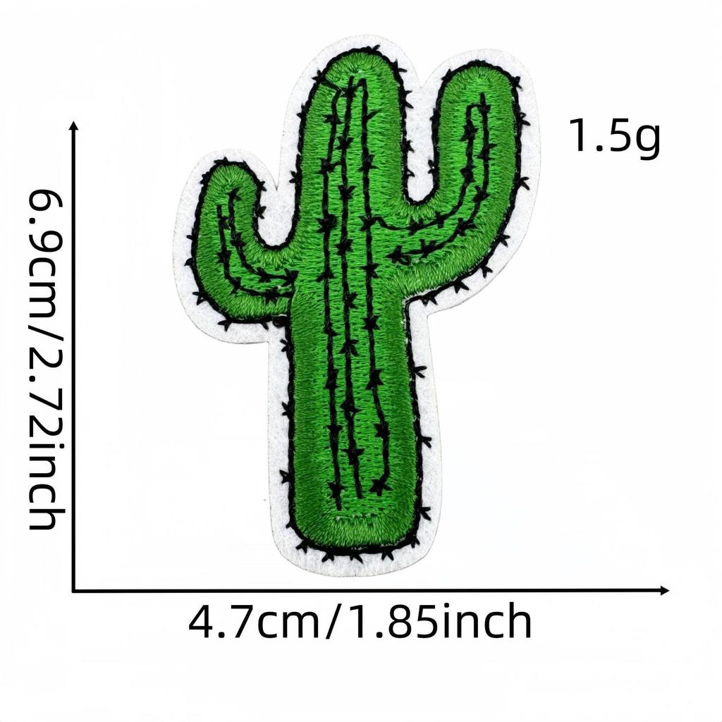 Cartoon Cactus Embroidered Cloth Patch with Hot Melt Adhesive