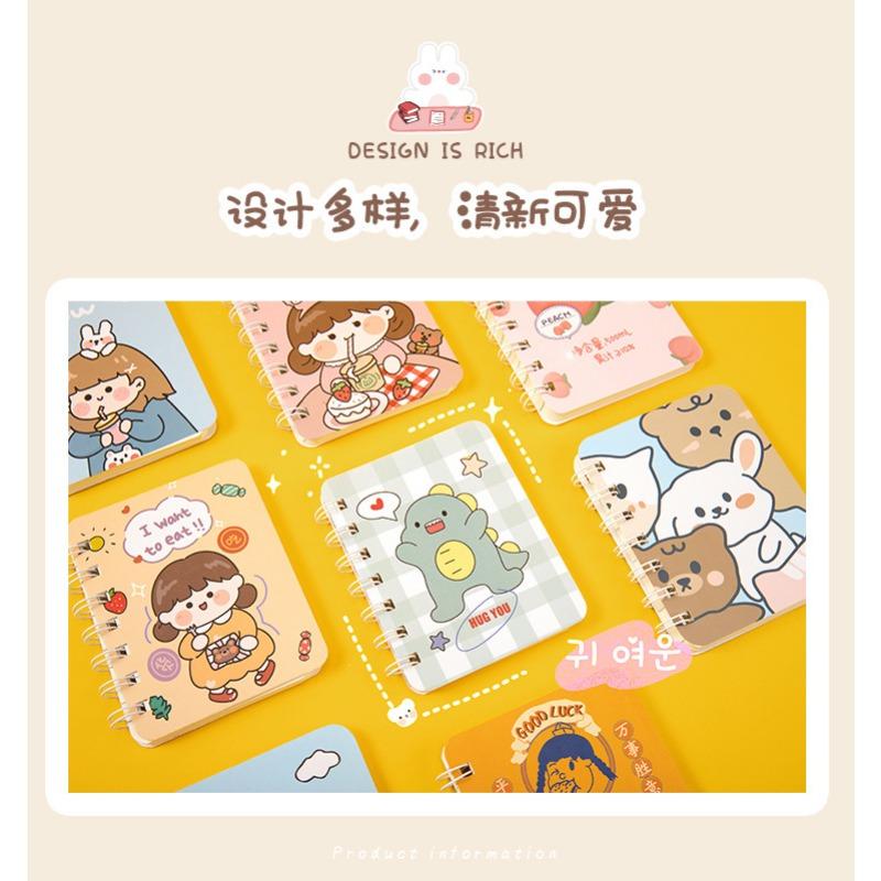 Cute Cartoon Coil Mini Portable Pocket Notebook For Girls Daily Use