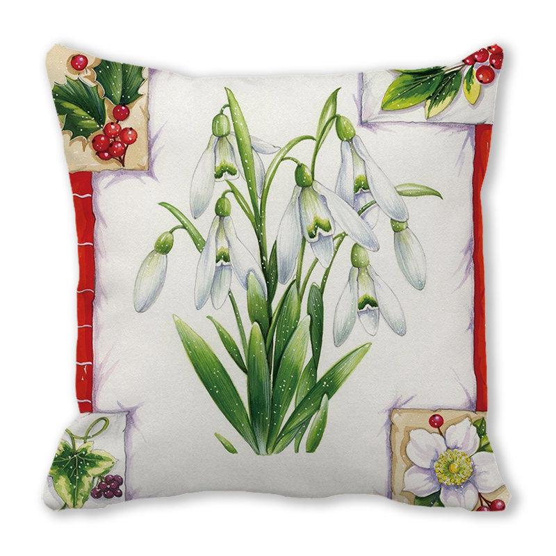 Green plants and flowers pattern series Digital printing short plush pillow covers for car sofa office cushion cover home goods