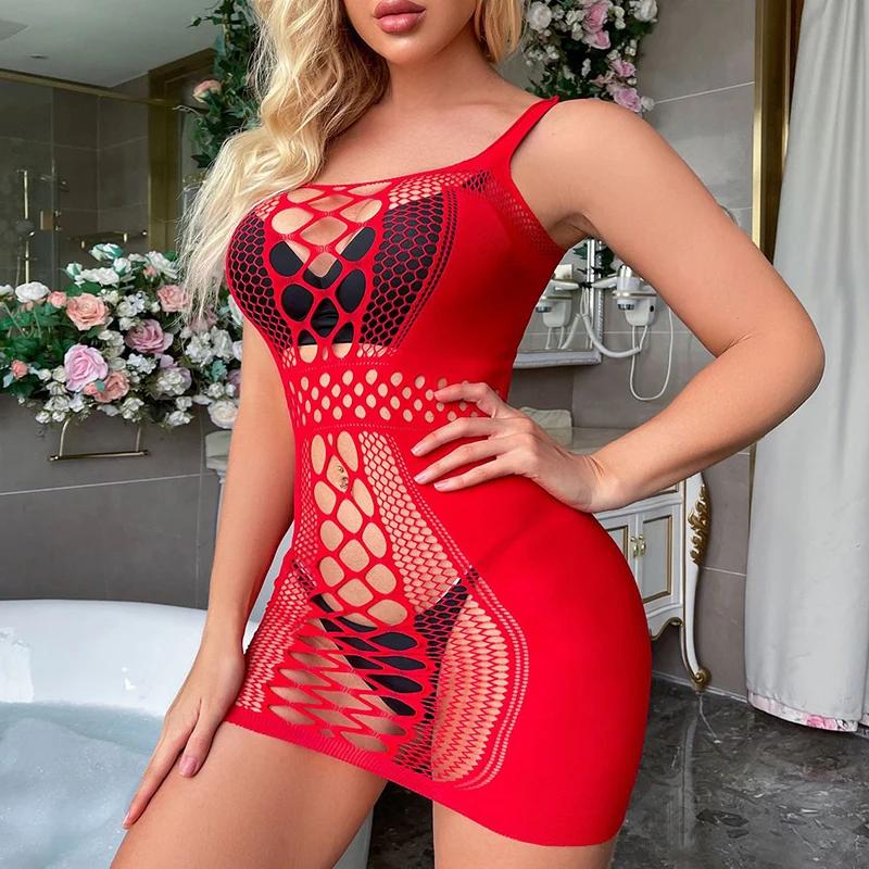 Sexy Lingerie Skirt Exotic Style Lingerie Set Sparkling Diamond Perspective Fishing Net Lingerie Tight Fitting Stockings Pijamas