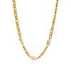 French Light Luxury Natural Imitation Baroque Pearl Necklace Simple Titanium Steel Gold Cuban Clavicle Chain Commuter Versatile