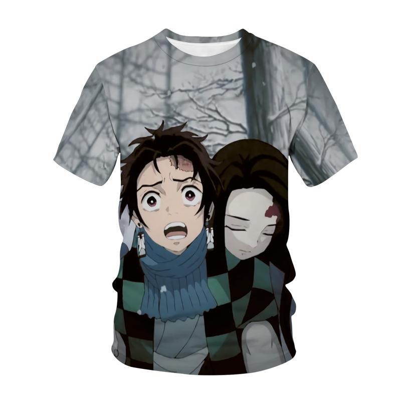 T-shirt Uomo Donna Anime Stampa 3D Streetwear Demon Slayer Kimetsu No Yaiba Harajuku Moda Tshirt Unisex Maglietta Top Abbigliamento