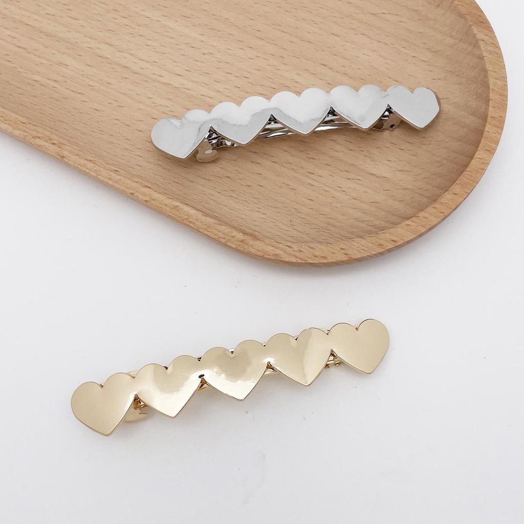 Eco-friendly Heart Hair Clip - European & American Style Alloy Spring Straight Clip for Women