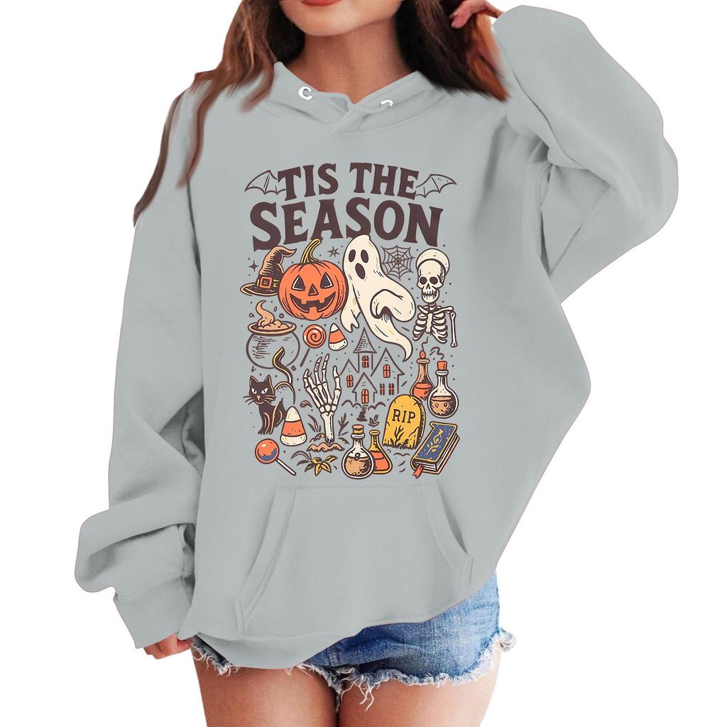 Kids Halloween Print Loose Fit Hoodie Pullover Sweatshirt for Casual Wear