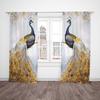2pcs- Golden Elegant Peacock Polyester Fabric Curtains, Bathroom, Bedroom, Living Room, and Family Space Ornamental Curtains