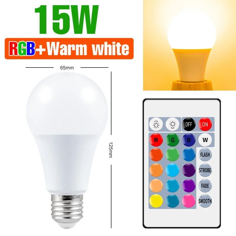 220V E27 LED Bombillas LED 3W 5W 10W 15W IR Remote Control Changeable Colorful RGB LED Lamp Spotlight Bulb Christmas Halloween Atmosphere Lights