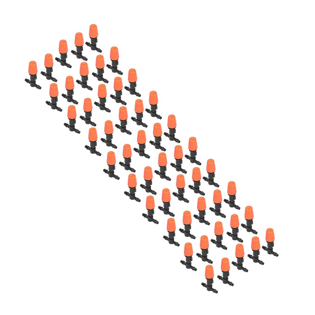 50 Bucăți Conectori T cu Duze Micro Atomizoare Reglabile Portocalii pentru Irigare Grădină Seră