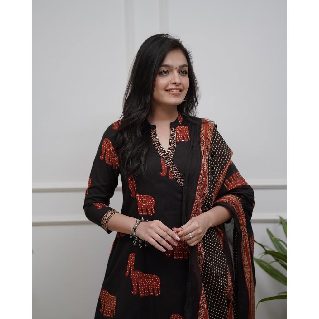 Women Designer Tunic Kurta Pant Dupatta Set Indian Pakistani Party Wear Kurti SC-2260