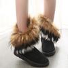 Winter New Snow Boots Women's Imitation Fox Hair Cotton Shoes Flat Bottom Medium Tube Velvet Warm Women's Cotton Shoes Women