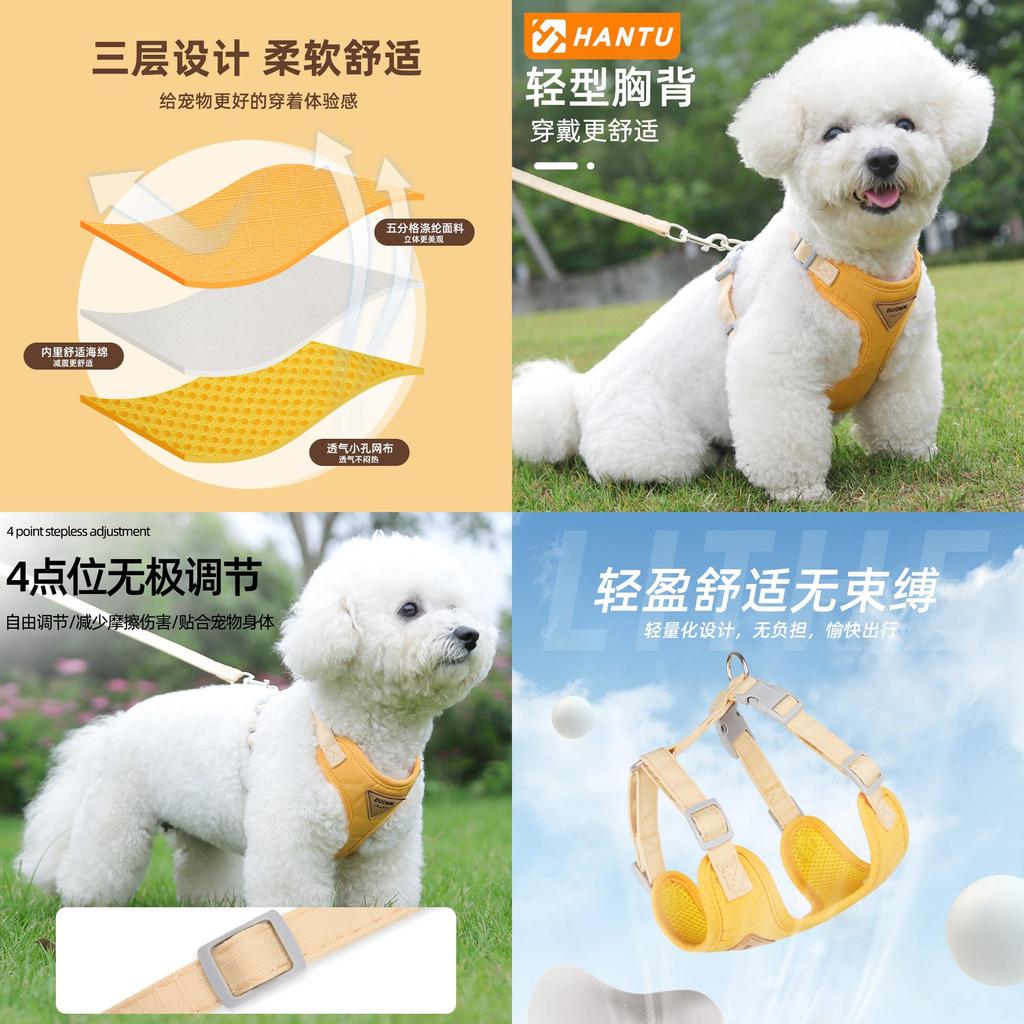 Hot Selling Dog Chest And Back Strap Wholesale Pet Leash For Small Dogs Prevents Escape Adjustable Size