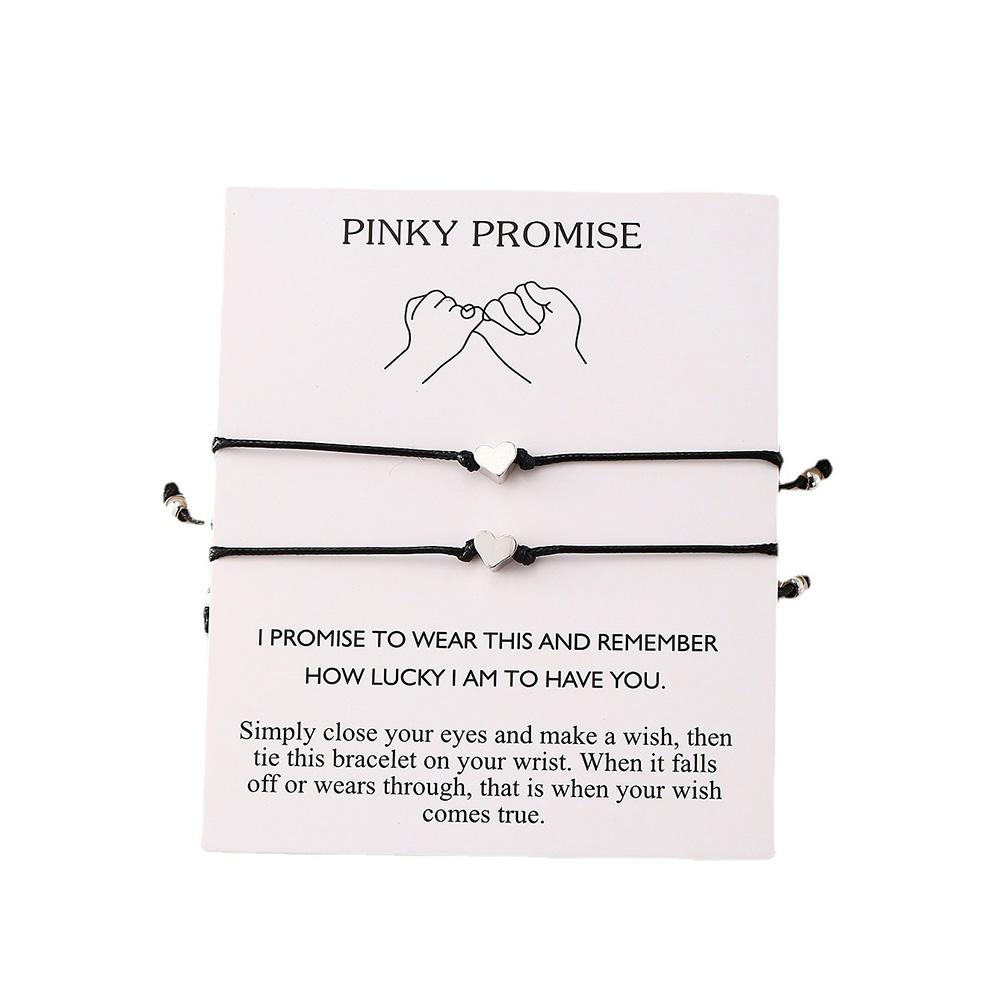 Vintage Heart-shaped Adjustable Rope Chain Bangle For Men Women Friendship Jewelry