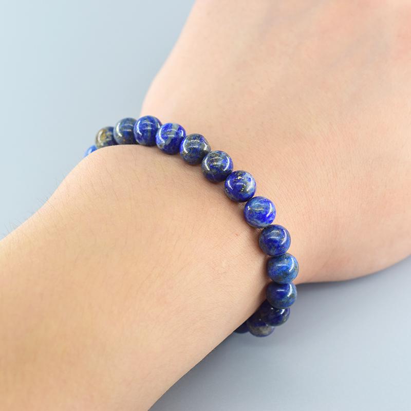 Echtes 5A-Perlenarmband aus natürlichem Lapislazuli-Stein, elastisch, hochwertiger Energieheilungsschmuck für Frauen, Geschenk für den Freund