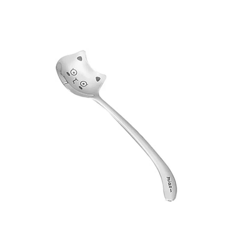 1PCS Funny Tea-Spoon for Coffee Long Tail Cat Coffee Spoon Long Handle Spoon Birthday Gift 304 Stainless Steel Tableware