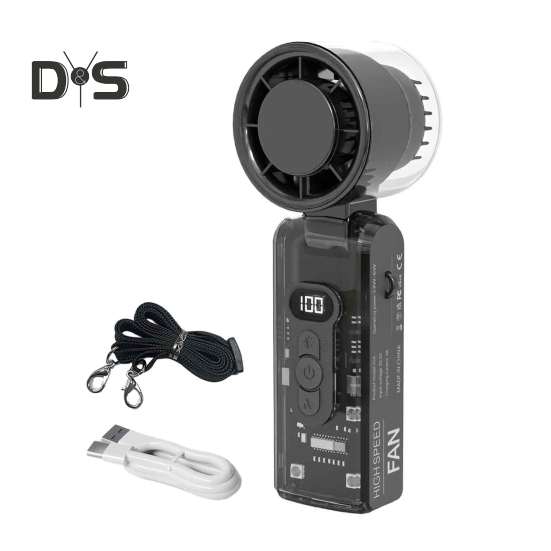 

Ручной турбовентилятор с цифровым дисплеем, 13000 об/мин, высокая скорость, складная конструкция, перезаряжаемый портативный подвесной шейный вентилятор чёрный