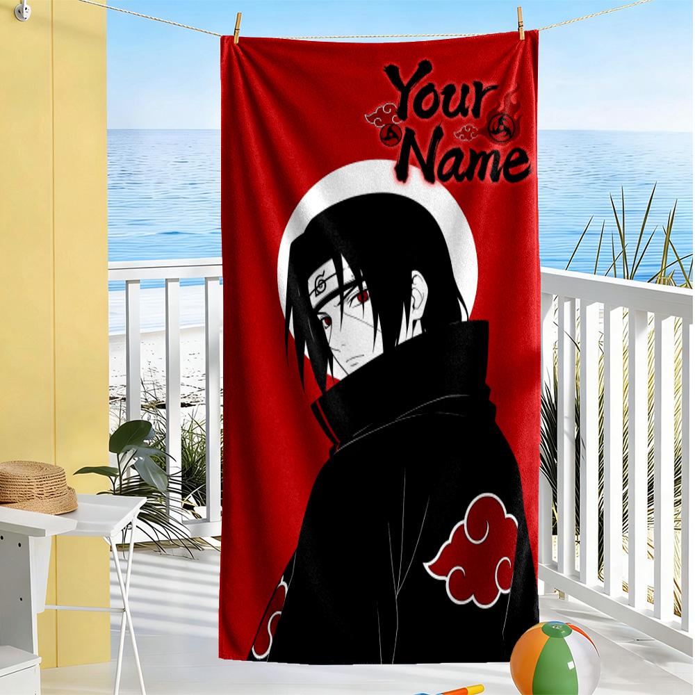 Naruto Character Personalized Name Beach Towel High Absorbency & Quick-Dry Ideal for Travel Outdoor Swim Pool Yoga Surf Camping Hiking Gym Gift Holida