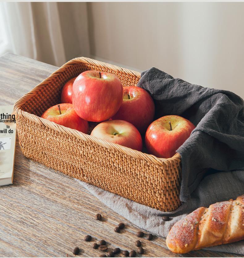 Handgeflochtener Mehrzweck-Aufbewahrungskorb aus Weide und Bambus: Ideal für Obst, Brot, Brötchen, Snacks & Picknicks.