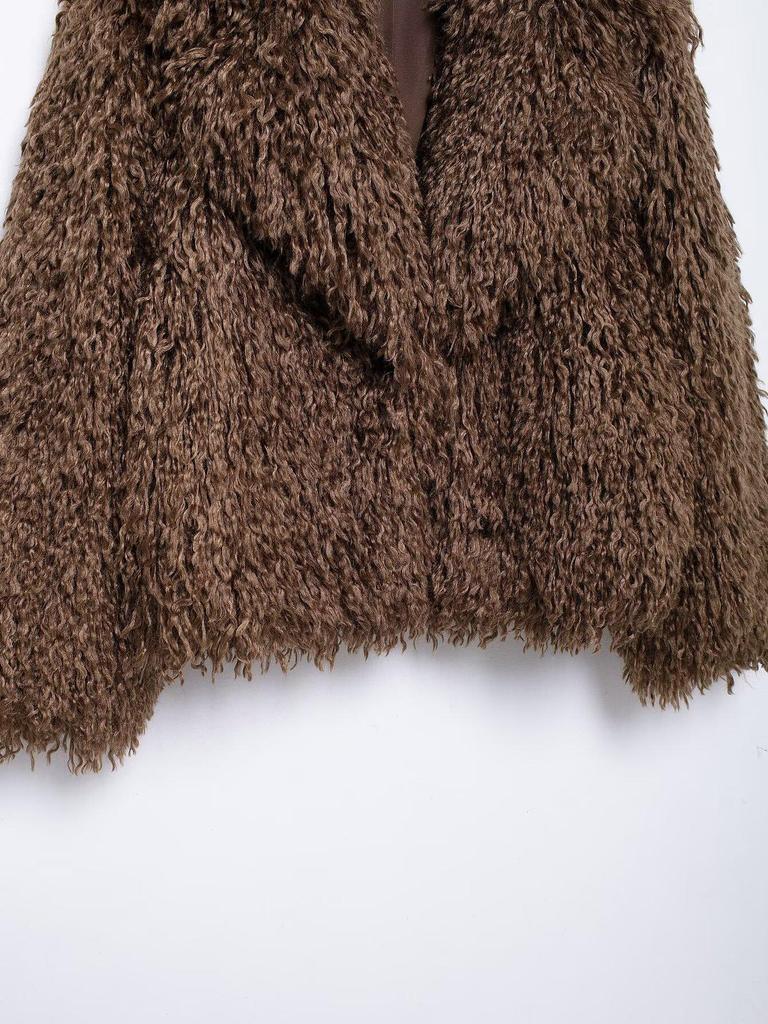 2024 Vintage Faux Fur Fluffy Lapel Coat for Women - Warm Autumn/Winter Top