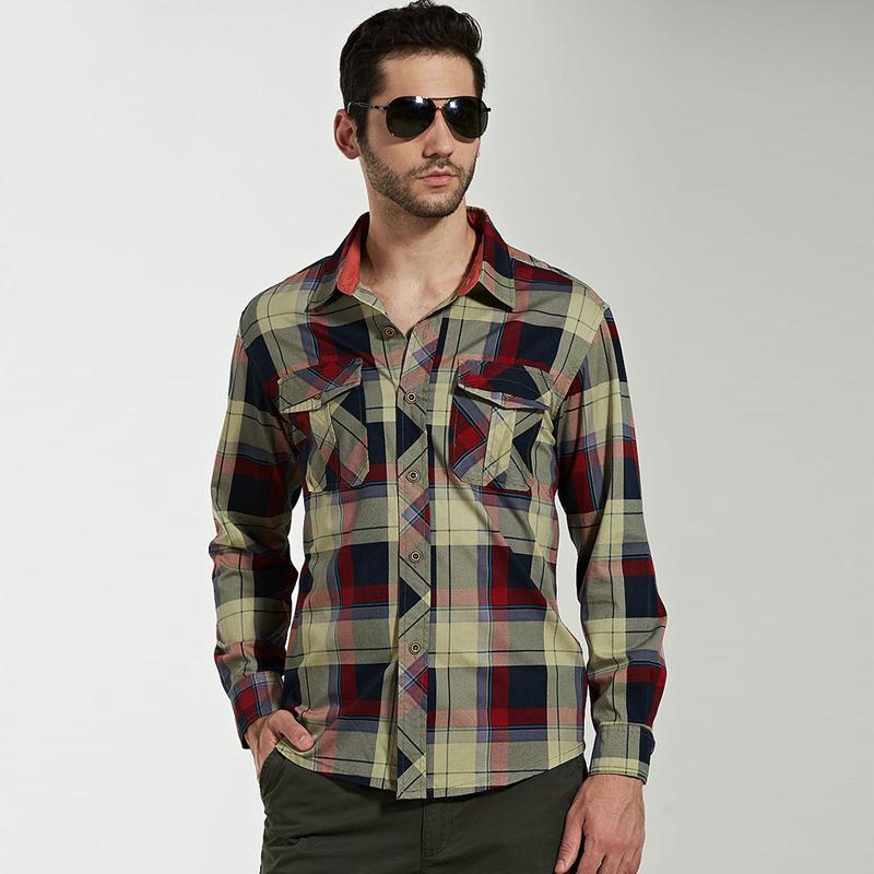 Spring Autumn Shirts Men Casual Mens Shirts 100% Cotton Camisa Masculina Military Shirt Men Plus Size M-4XL Camiseta Masculina