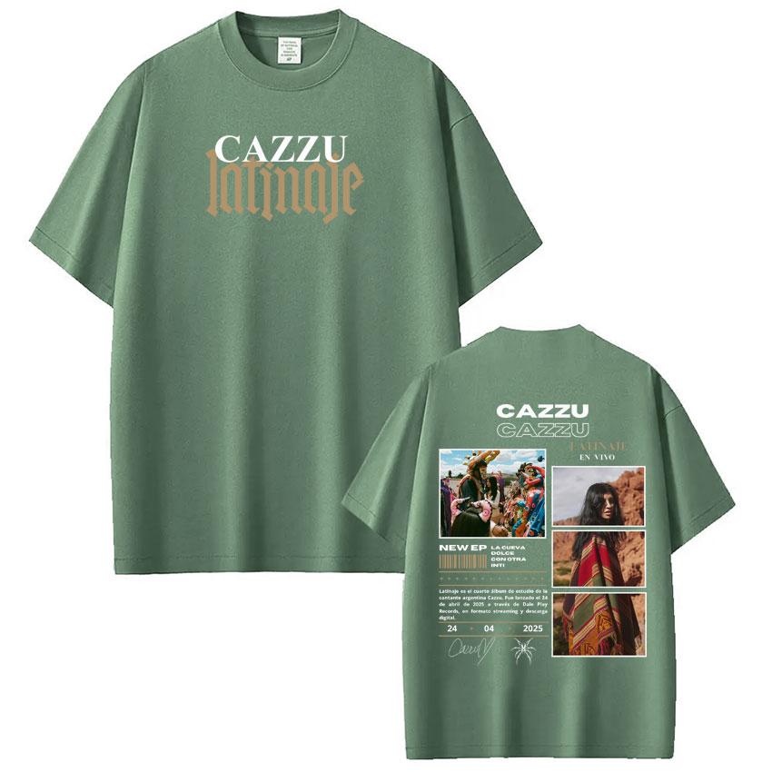 Singer Cazzu Latinaje Album Retro Print T Shirt Men Women Fashion Tshirt Shortsleeved Cotton Harajuku Casual Tshirts Fan Gift