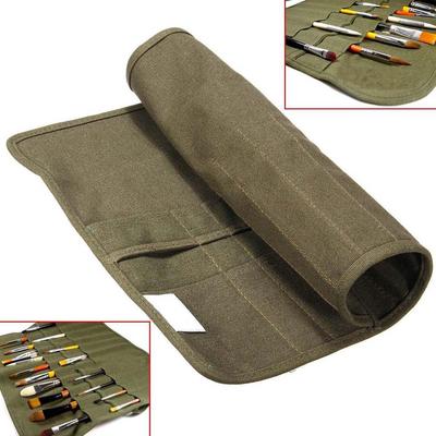 Neue Ölgemälde Stift Tasche Hochwertige Leinwand Militärgrün Aufrollen Leinwand Pinsel Aufbewahrungstasche Heißer Verkauf 1 stück Hohe Kapazität