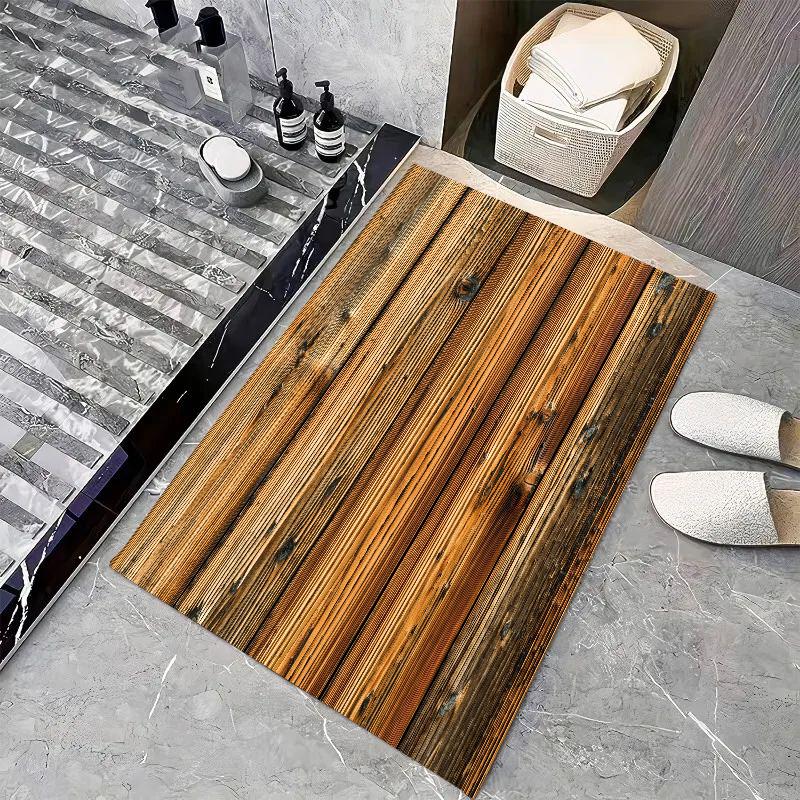 1pc Beautiful Wood Bathroom Absorbent Mats Anti-Slip Mats Home Decor Supplies Carpets Home Kitchen Floor Mats