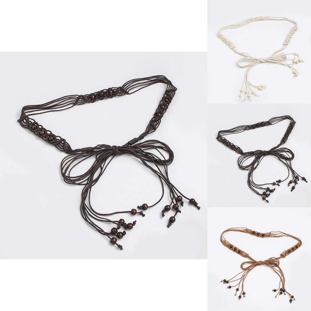 Bohemian Waist Rope Belt Handmade Cotton And Linen Material With Tie Closure For Relaxed Summer Looks