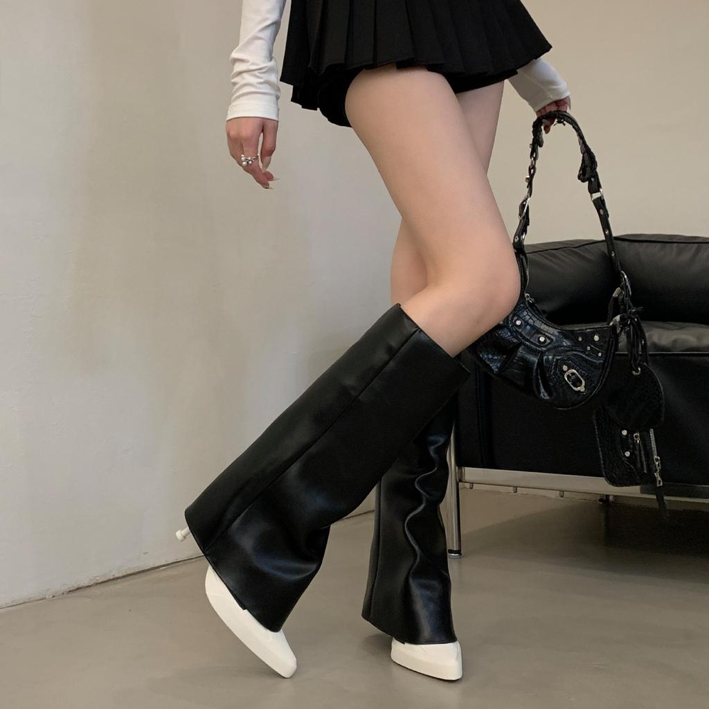 2025 Autumn and Winter New Pointed Trousers Boots Women's European and American Style Spice Girls Long Boots Niche Sleeve Short Boots