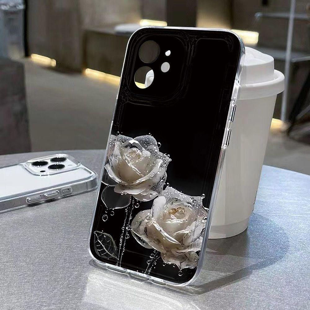 Crystal Rose for iPhone17promax Space Phone Case Apple 16 Transparent 14/13 Fine Hole 15